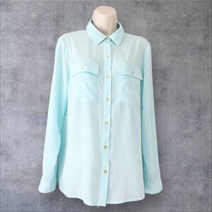 Jones New York  Sheer Pin-Dot Voile Blouse Polished Workwear Essential Sz 8